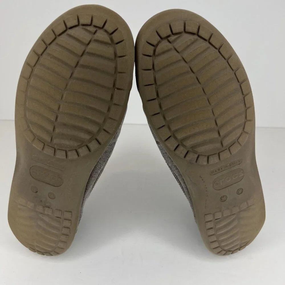 Crocs Santa Cruz Loafers Men's Size 9 Slip-On Canvas Khaki Shoes 202056